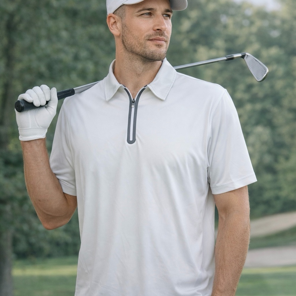 BONOBOS men’s 1/4 zip men’s performance golf polo | White | XL Slim Fit